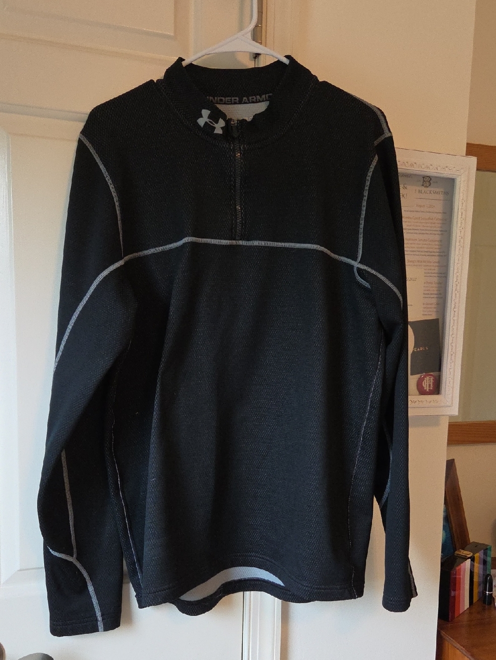 Under Armour Black Half-Zip Pullover w/ Gray Stitching (Men's XL)